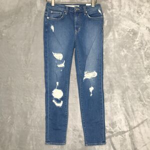 Lovers + Friends Denim Mason High Rise Skinny Womens 26 Cajon Blue Distressed